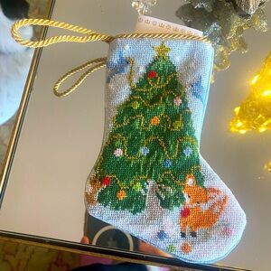 NWT mini hand stitched BAUBLE stocking. Includes original card, and canvas bag.